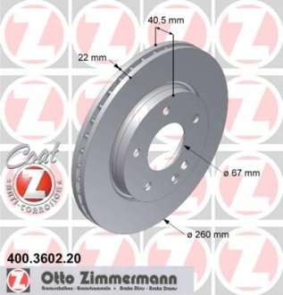Тормозной диск ZIMMERMANN 400 3602 20 (фото 1)