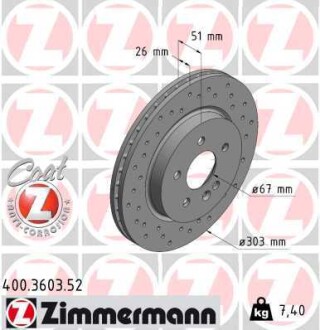 Тормозной диск ZIMMERMANN 400.3603.52