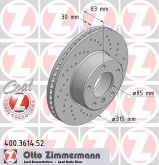 Тормозной диск ZIMMERMANN 400.3614.52