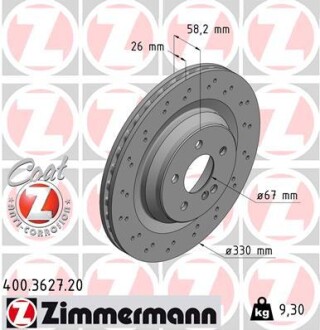 Тормозной диск ZIMMERMANN 400362720