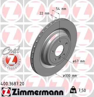 Диск гальмівний ZIMMERMANN 400.3687.20