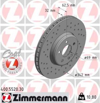 Диск гальмівний MERCEDES FORMULA S ZIMMERMANN 400552030