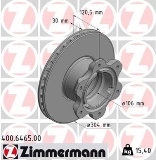 Тормозной диск ZIMMERMANN 400.6465.00 (фото 1)