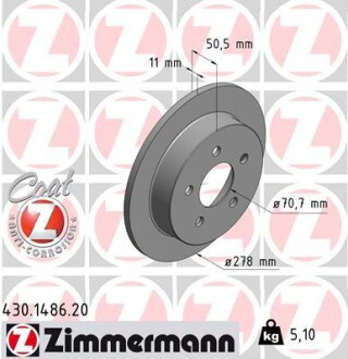 Тормозной диск ZIMMERMANN 430148620