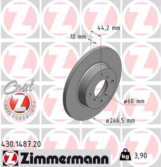 Тормозной диск ZIMMERMANN 430148720