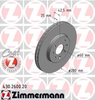 Гальмiвнi диски переднi ZIMMERMANN 430260020