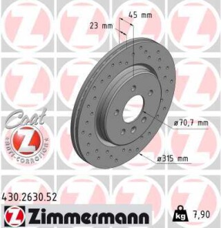 Тормозной диск ZIMMERMANN 430.2630.52