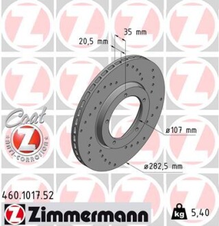 Тормозной диск ZIMMERMANN 460.1017.52