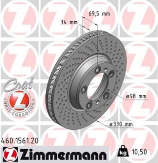 Тормозной диск ZIMMERMANN 460.1561.20