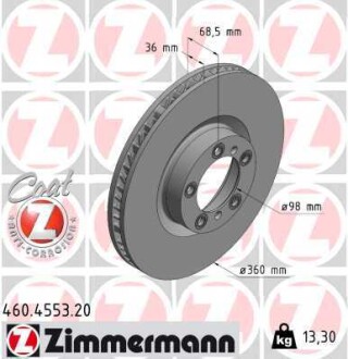 Диск гальмівний ZIMMERMANN 460.4553.20