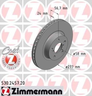 Гальмівний диск передвентил subaru legacy/impreza ZIMMERMANN 530245720 (фото 1)