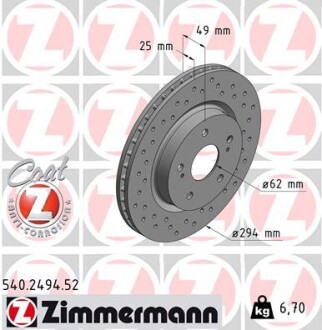 Диск гальмівний ZIMMERMANN 540.2494.52