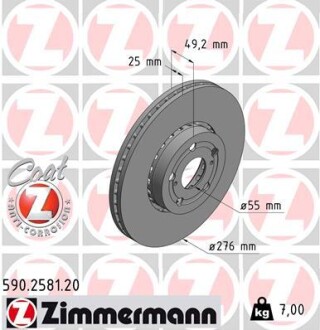 Тормозной диск ZIMMERMANN 590258120