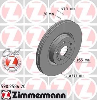 Гальмiвнi диски переднi ZIMMERMANN 590258420 (фото 1)