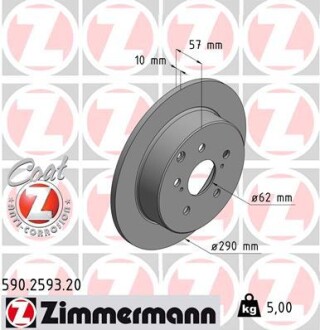 Тормозной диск ZIMMERMANN 590.2593.20