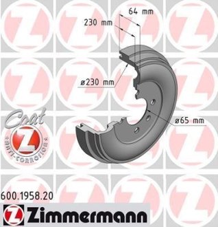 Тормозной барабан ZIMMERMANN 600.1958.20