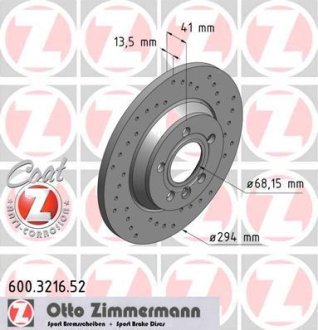 Тормозной диск ZIMMERMANN 600.3216.52 (фото 1)