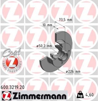 Тормозной диск ZIMMERMANN 600.3219.20