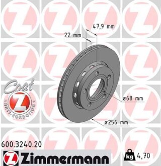 Тормозной диск ZIMMERMANN 600324020