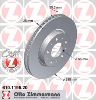 Тормозной диск ZIMMERMANN 610 1195 20 (фото 1)