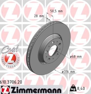 Тормозной диск ZIMMERMANN 610370620