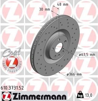 Тормозной диск ZIMMERMANN 610373152 (фото 1)